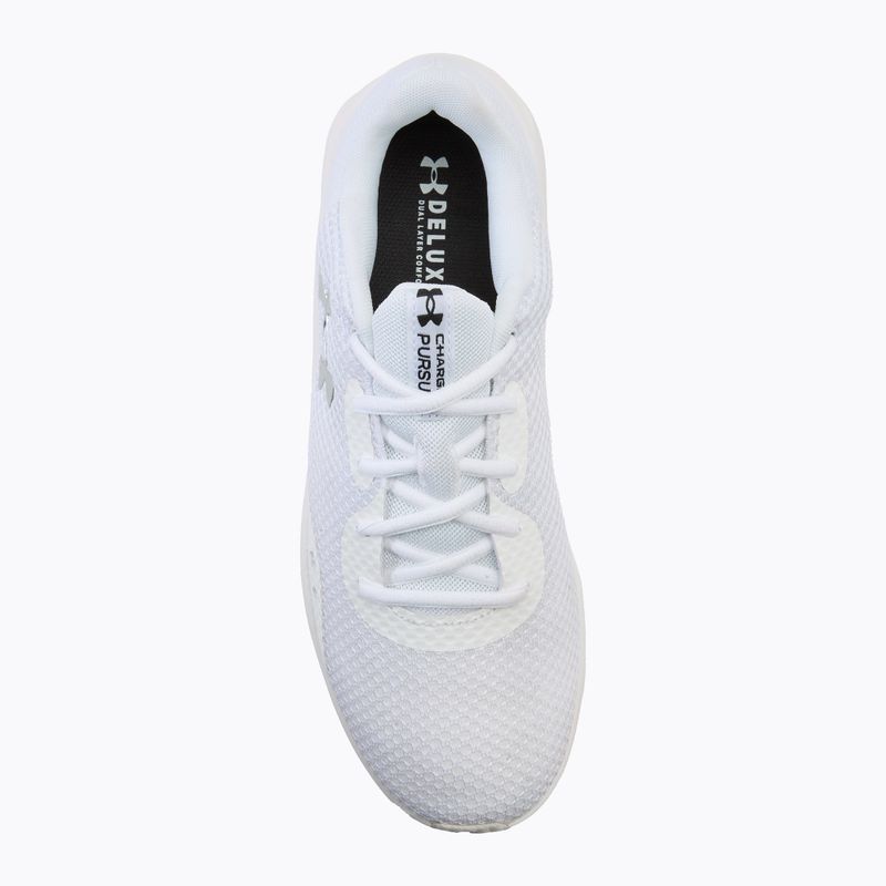 Under Armour Charged Pursuit 3 bianco/bianco/argento metallico, scarpe da corsa da uomo 5