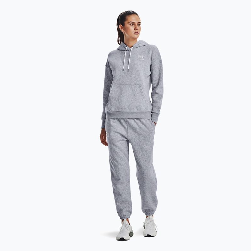 Under Armour Essential Fleece Joggers mod gray light heather/white pantaloni da allenamento da donna 2