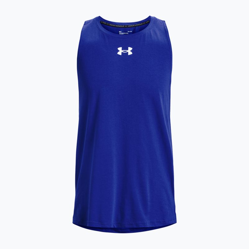 Under Armour Baseline Cotton Tank - maglia da basket da uomo bianca e reale 3