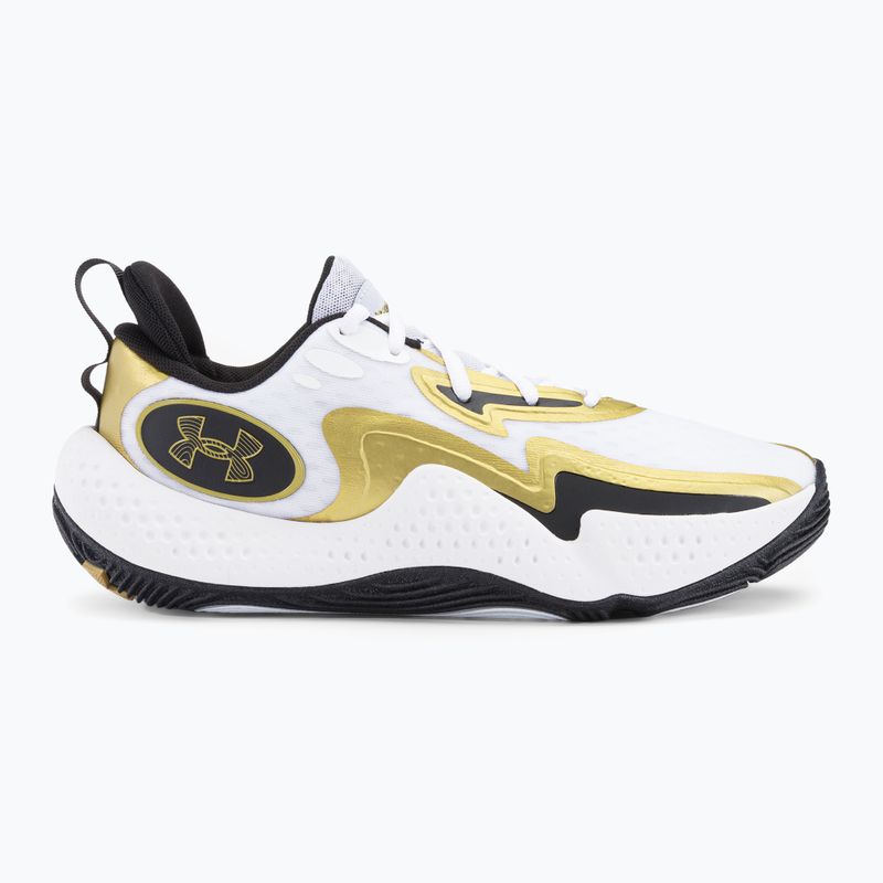 Under Armour Spawn 5 scarpe da basket bianco/nero/oro metallizzato 2