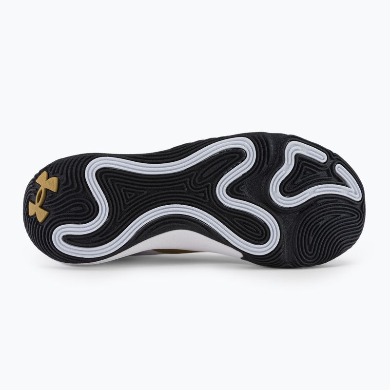 Under Armour Spawn 5 scarpe da basket bianco/nero/oro metallizzato 5
