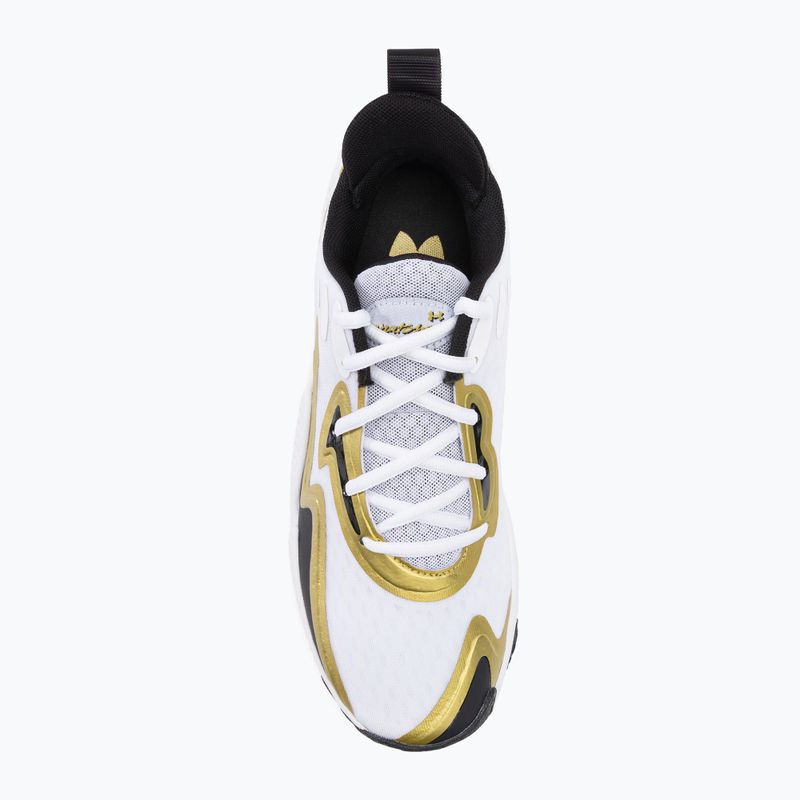Under Armour Spawn 5 scarpe da basket bianco/nero/oro metallizzato 6