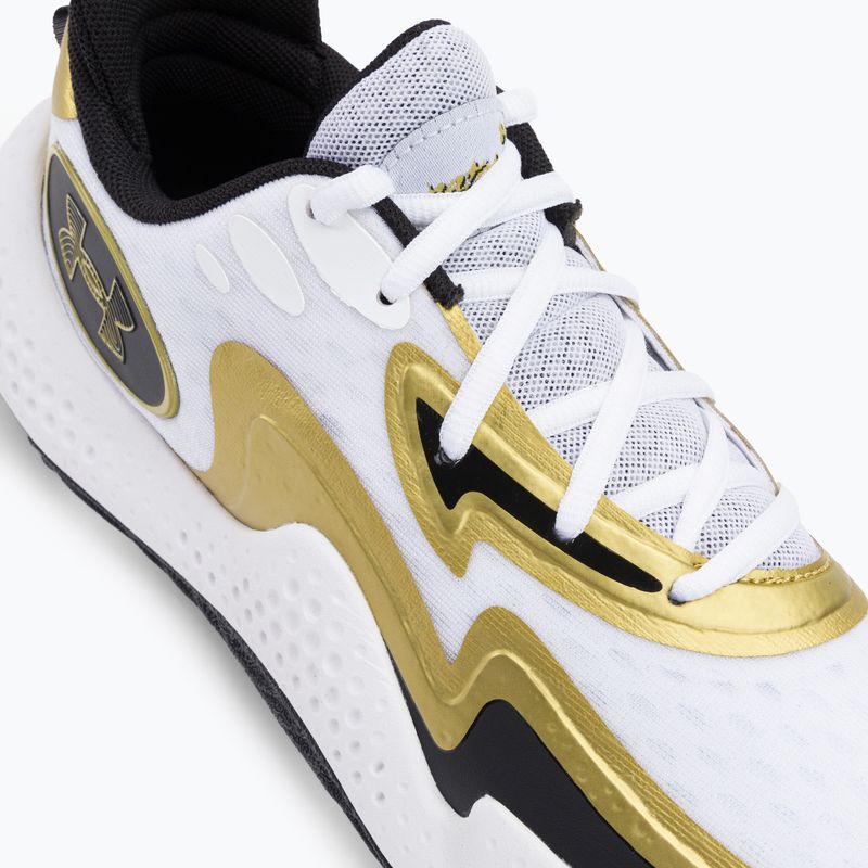 Under Armour Spawn 5 scarpe da basket bianco/nero/oro metallizzato 9