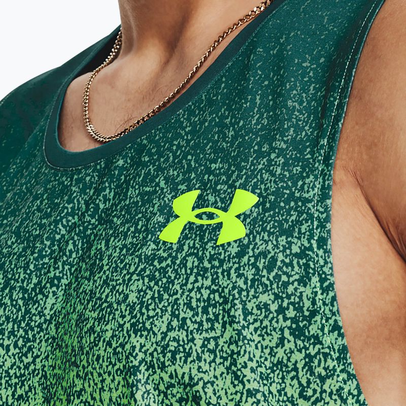 Under Armour Rush Cicada Singlet Uomo canotta da corsa coastal teal/lime surge 3
