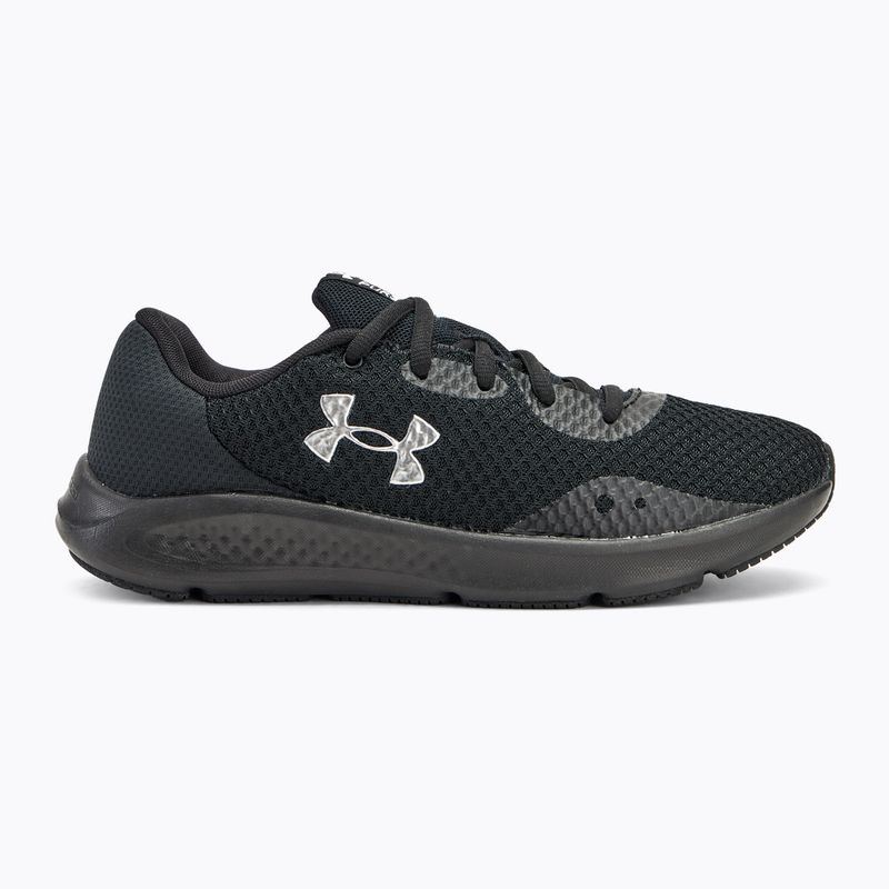 Under Armour Charged Pursuit 3 scarpe da corsa da donna nero/nero/argento metallico 2