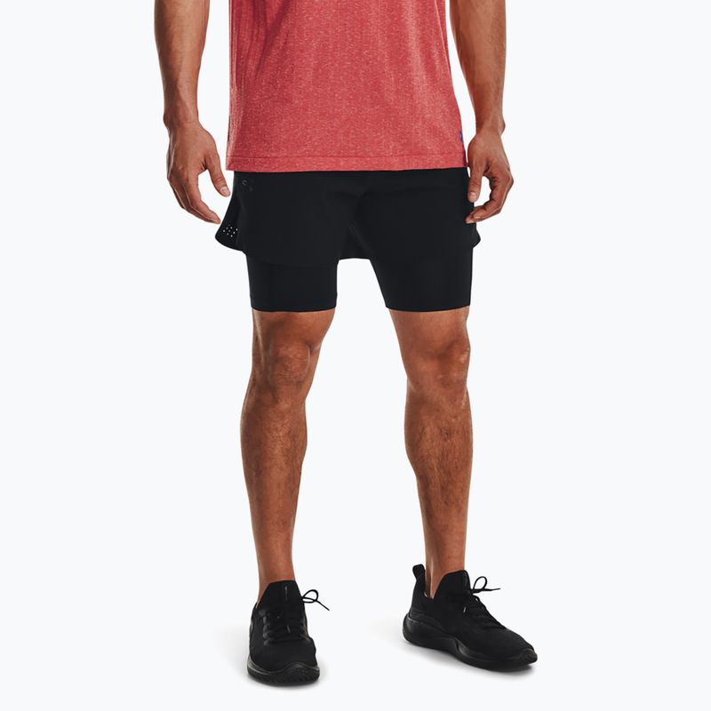 Pantaloncini Under Armour Peak Woven 2in1 da uomo nero/nero