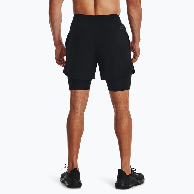 Pantaloncini Under Armour Peak Woven 2in1 da uomo nero/nero 3