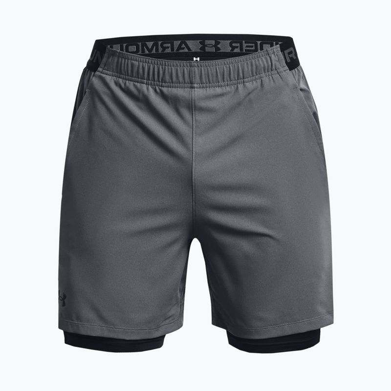 Pantaloncini da allenamento Under Armour da uomo Vanish Woven 2in1 Sts pitch grigio/nero/nero