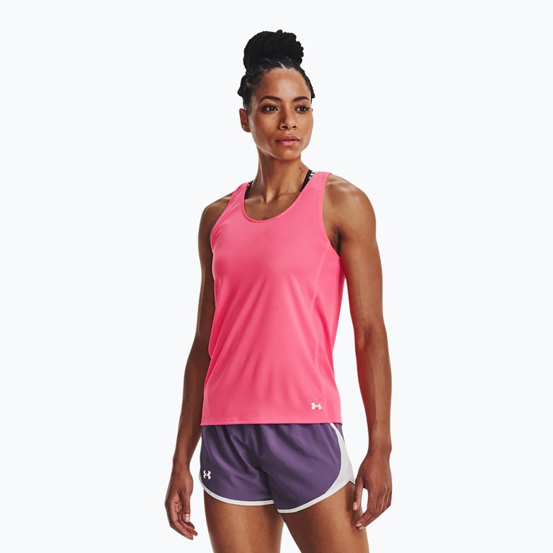 Under Armour Fly By Tank canotta da corsa donna rosa shock/rosa shock/riflettente