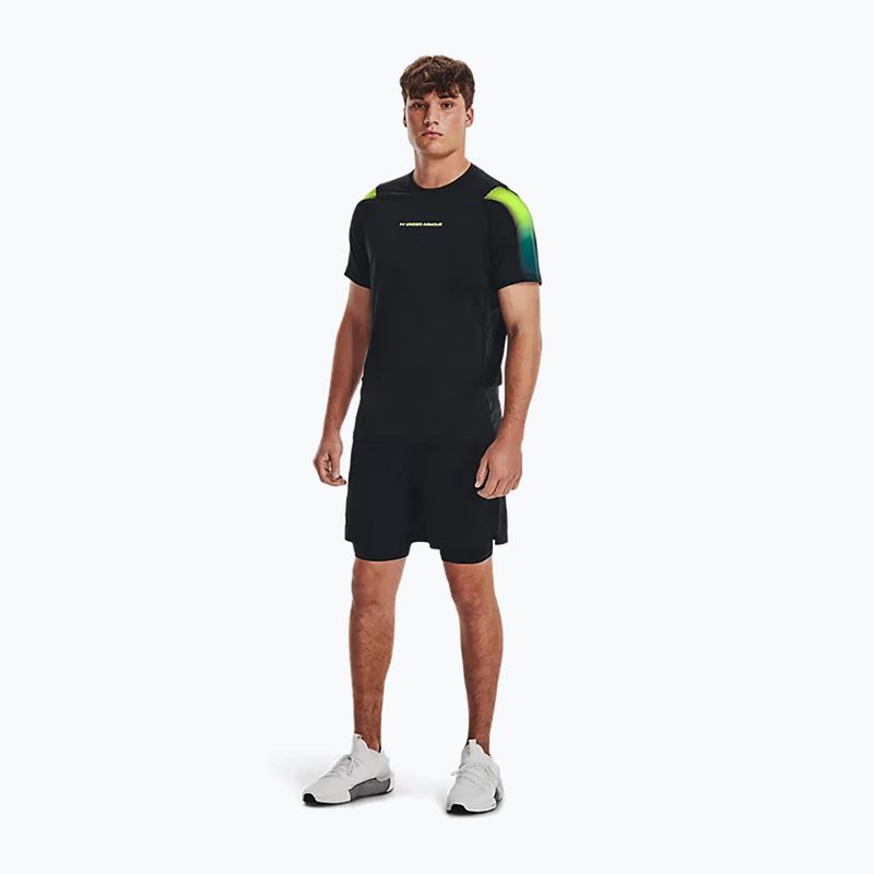 Maglia da allenamento Under Armour da uomo HG Armour Nov Fitted SS nero/lime surge/lime surge