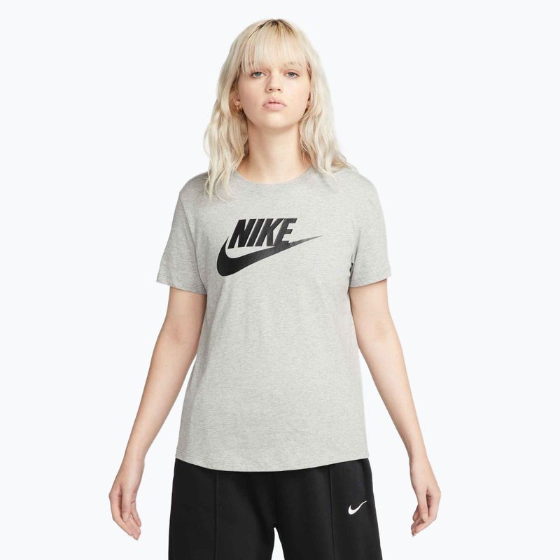 Maglietta Nike Sportswear Club Essentials Logo donna grigio scuro erica/nero