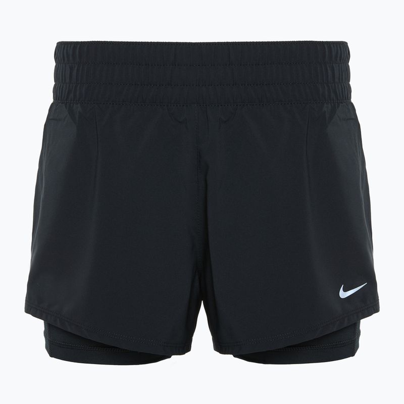 Pantaloncini da corsa Nike One Dri-FIT 2IN1 da donna nero / argento riflettente