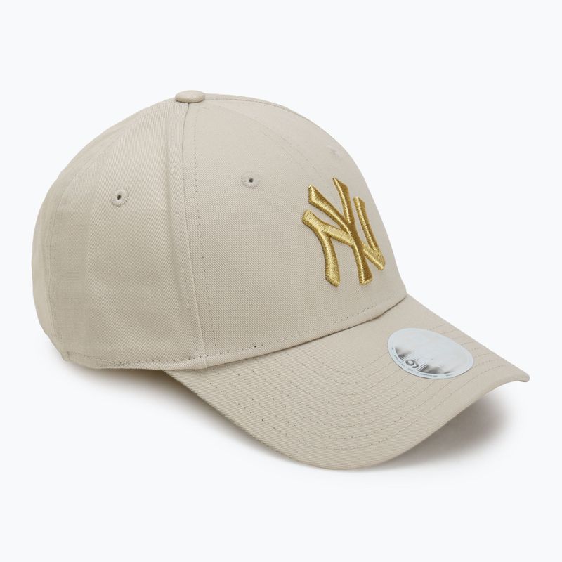 Cappello da baseball New Era Metallic Logo 9Forty New York Yankees donna beige chiaro