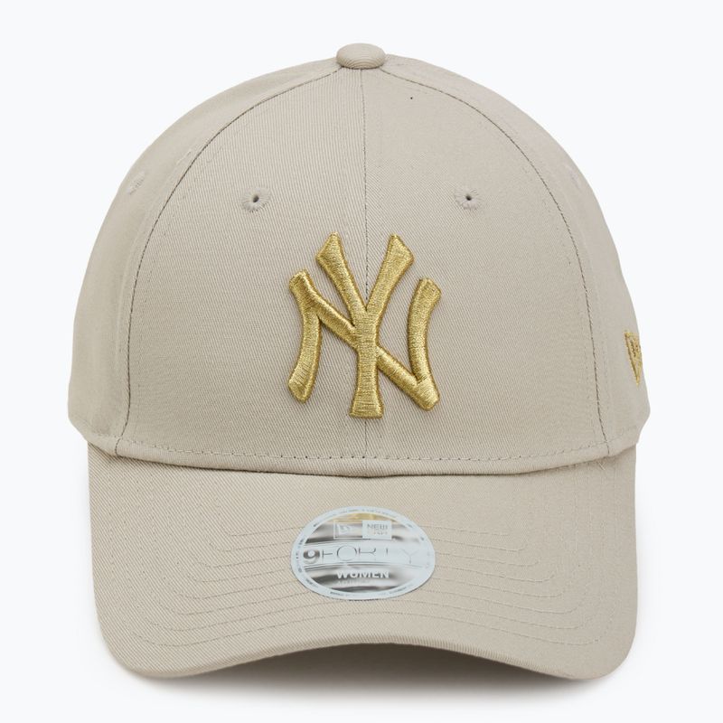 Cappello da baseball New Era Metallic Logo 9Forty New York Yankees donna beige chiaro 2