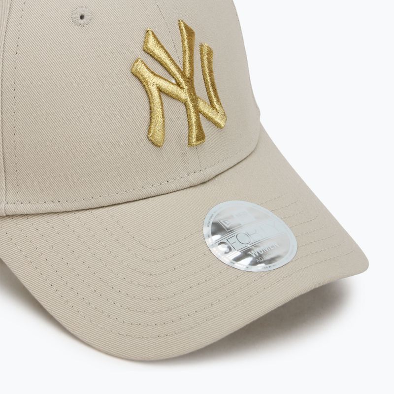 Cappello da baseball New Era Metallic Logo 9Forty New York Yankees donna beige chiaro 3