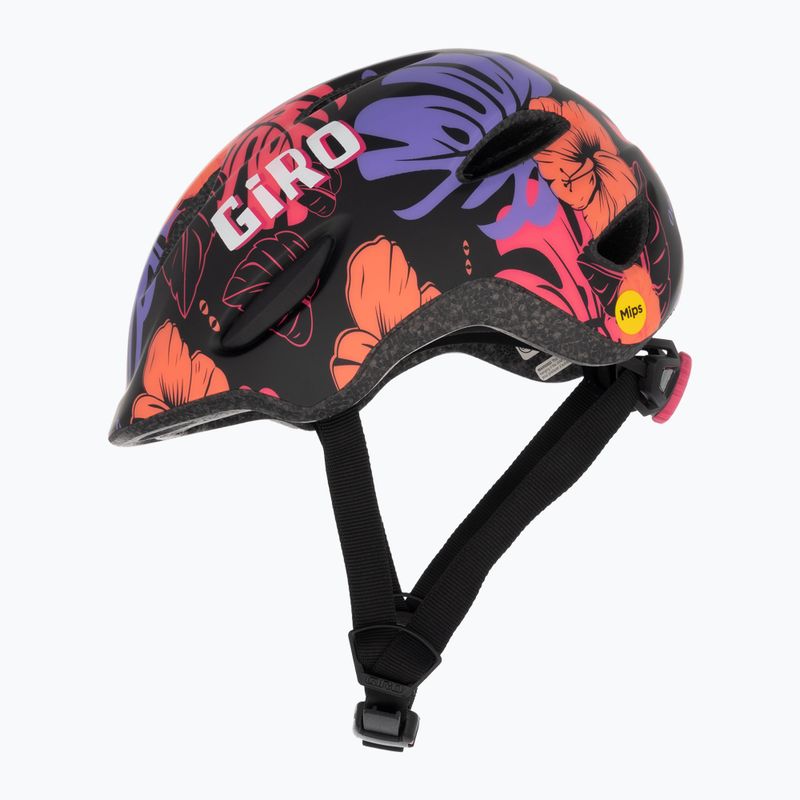 Casco da bici per bambini Giro Scamp Integrated MIPS nero opaco floreale 5