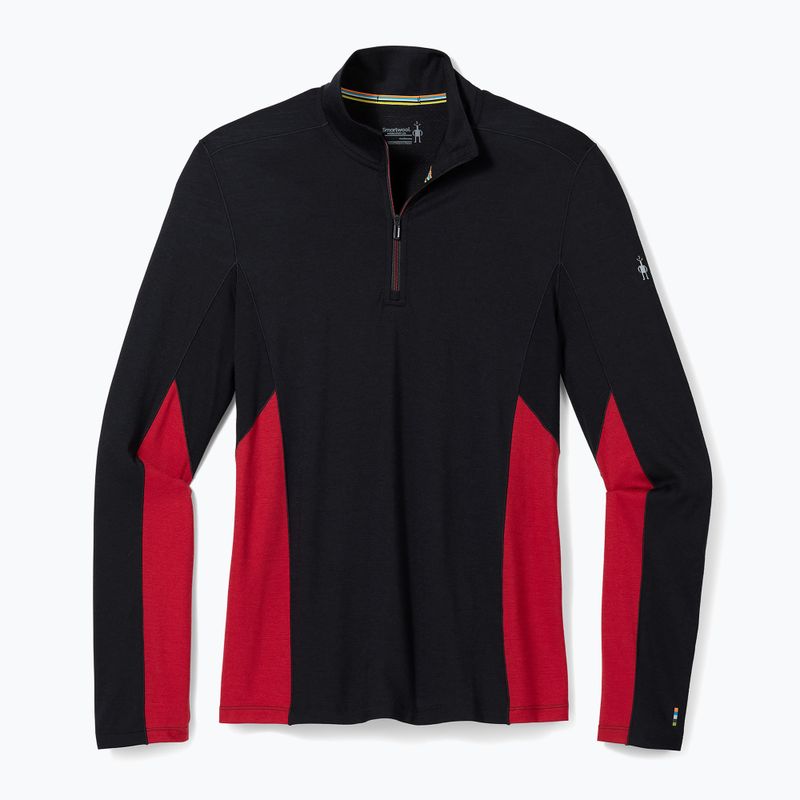 Uomo Smartwool Merino Sport 1/4 Zip termico a maniche lunghe nero/rosso ritmico 4