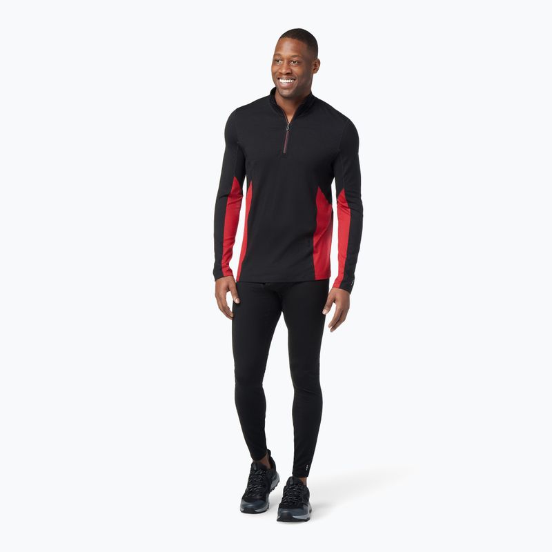 Uomo Smartwool Merino Sport 1/4 Zip termico a maniche lunghe nero/rosso ritmico 5