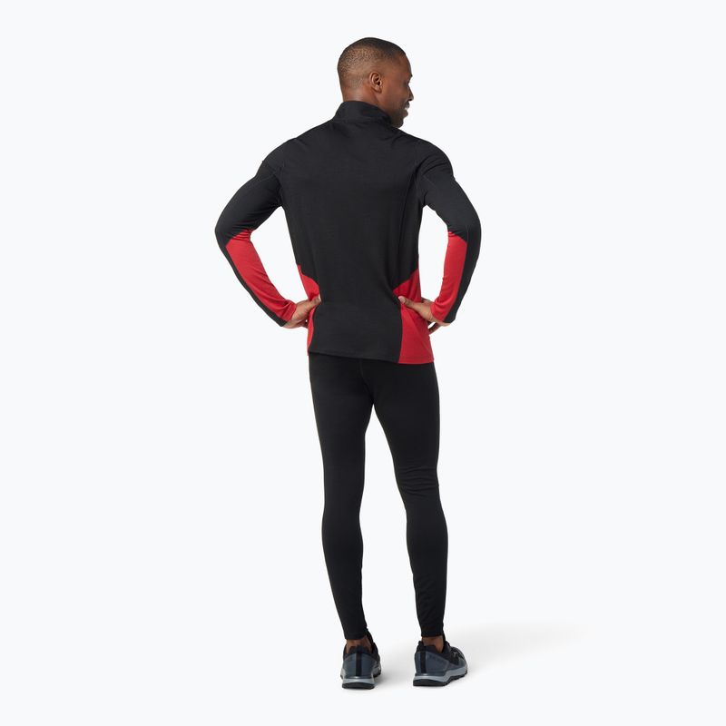 Uomo Smartwool Merino Sport 1/4 Zip termico a maniche lunghe nero/rosso ritmico 6