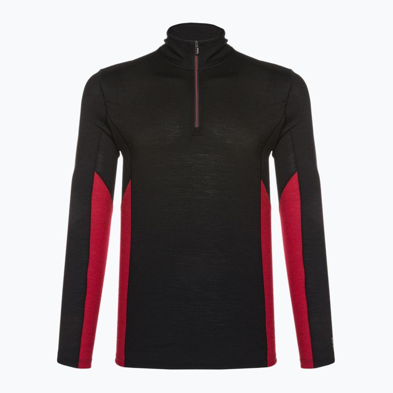 Uomo Smartwool Merino Sport 1/4 Zip termico a maniche lunghe nero/rosso ritmico