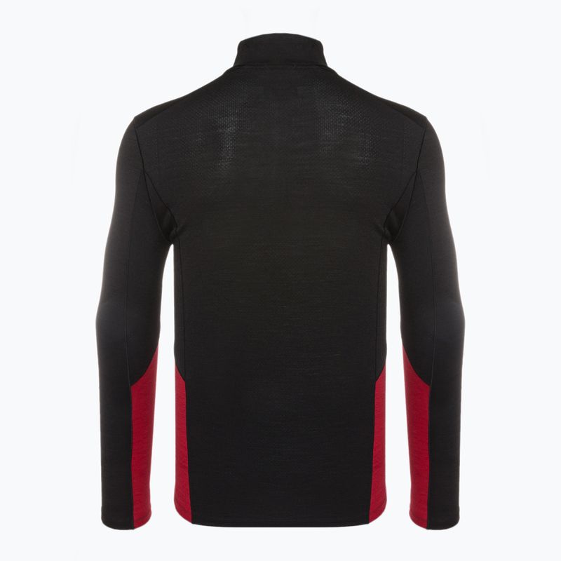 Uomo Smartwool Merino Sport 1/4 Zip termico a maniche lunghe nero/rosso ritmico 2