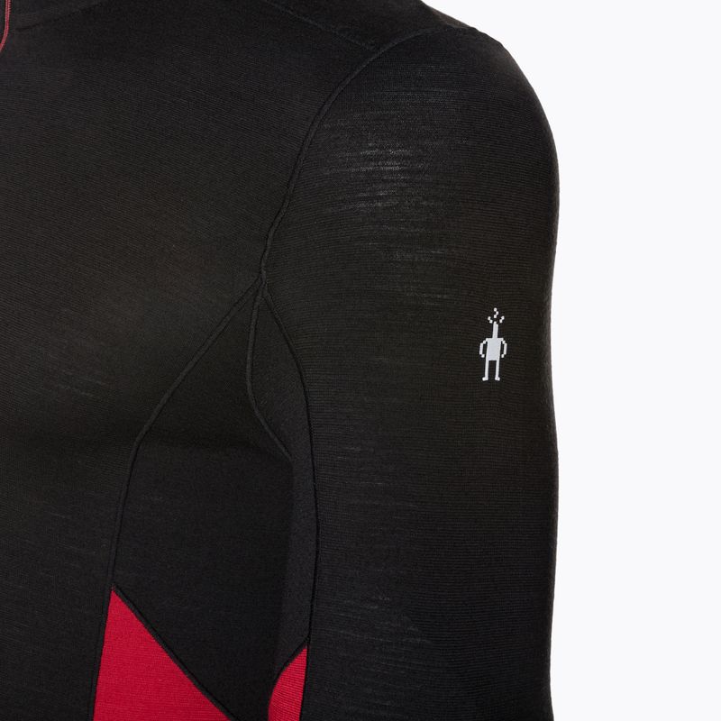 Uomo Smartwool Merino Sport 1/4 Zip termico a maniche lunghe nero/rosso ritmico 3