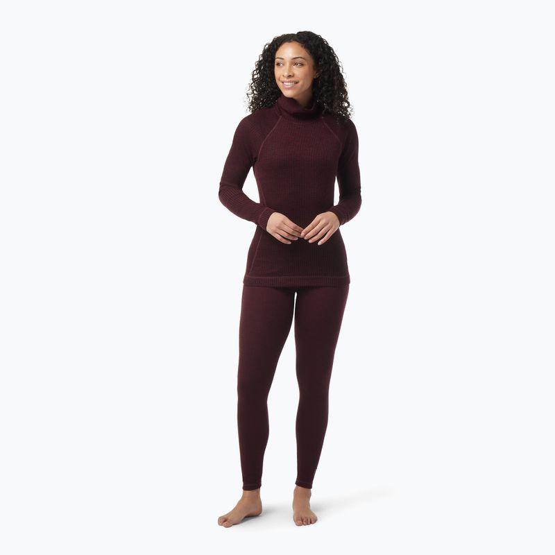 Smartwool Thermal Merino Rib dolcevita donna manica lunga nero ciliegia heather 5