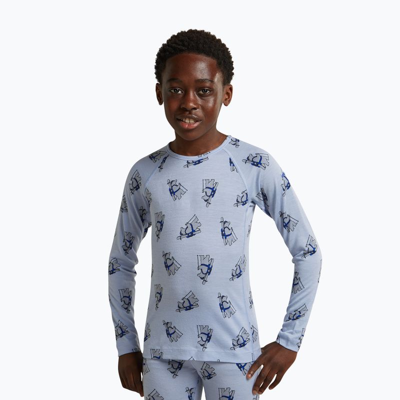 Felpa termica bambini Icebreaker Merino 200 Oasis Crewe Bear Tour Zinc Blue/Aop 8
