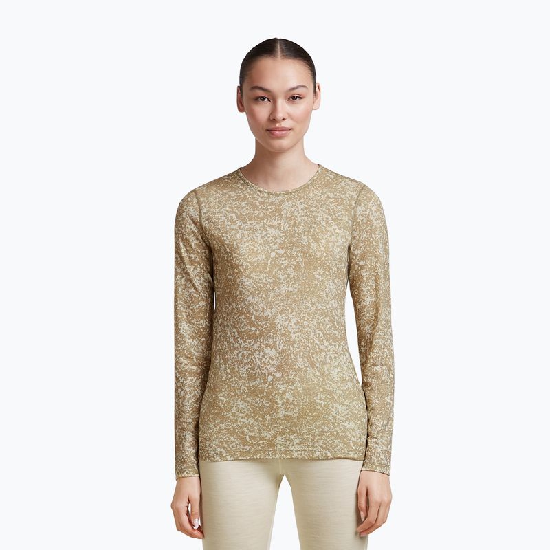 Longsleeve da donna icebreaker Merino 200 Oasis Crewe Moss Bloom cumin/undyed/aop