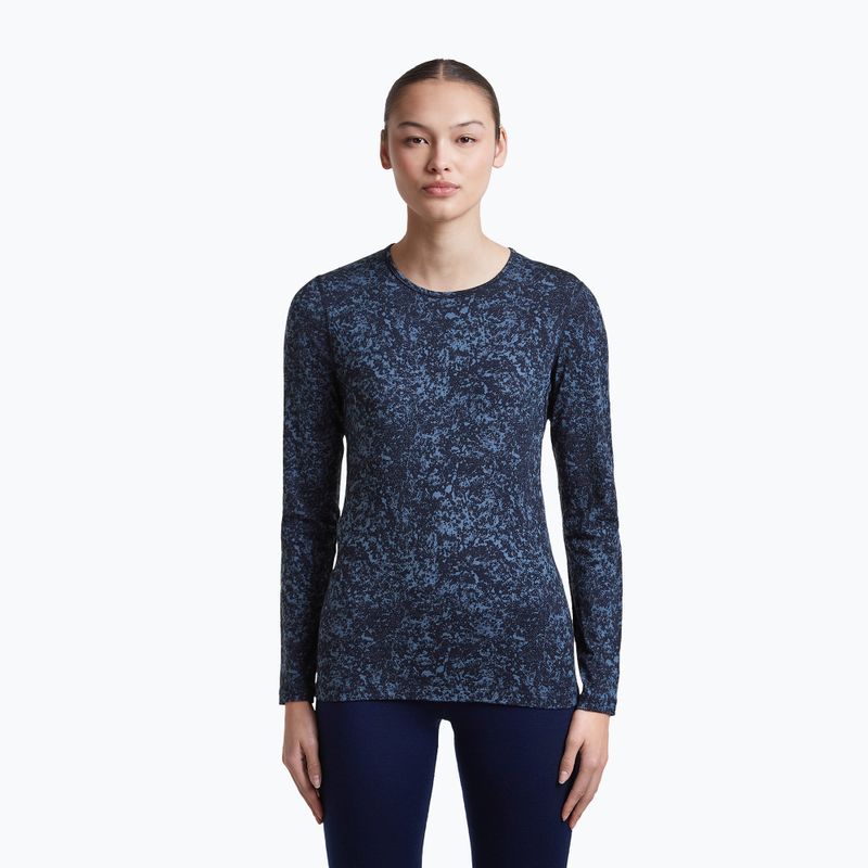 Longsleeve da donna icebreaker Merino 200 Oasis Crewe Moss Bloom navy/dawn/aop