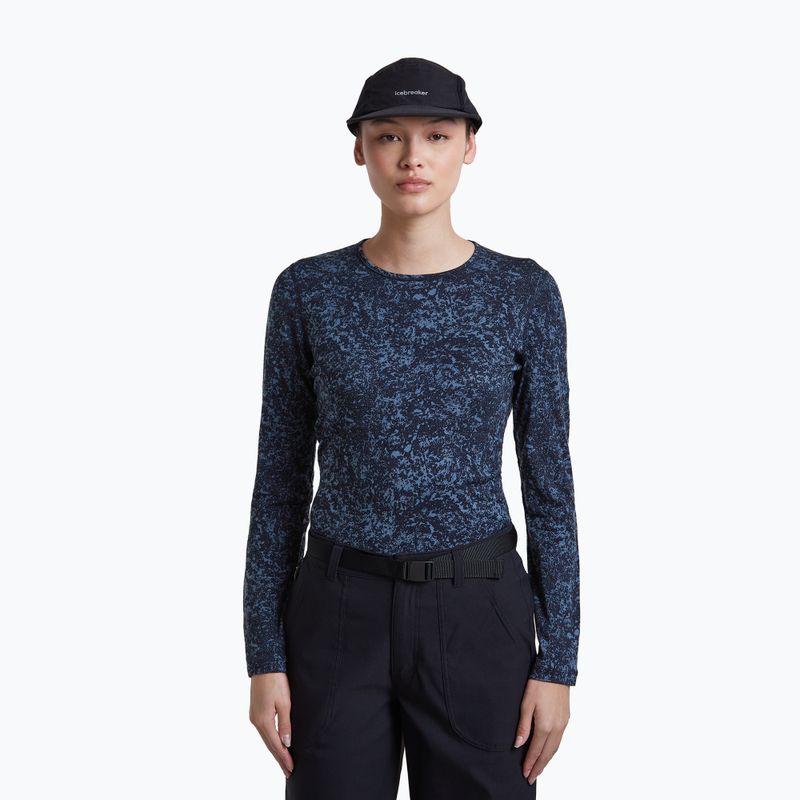 Longsleeve da donna icebreaker Merino 200 Oasis Crewe Moss Bloom navy/dawn/aop 5