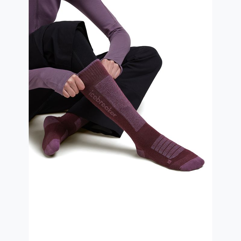 Calze da sci da donna Icebreaker Merino Ski+ Ultralight OTC berry/grey plum/zinc blue 4