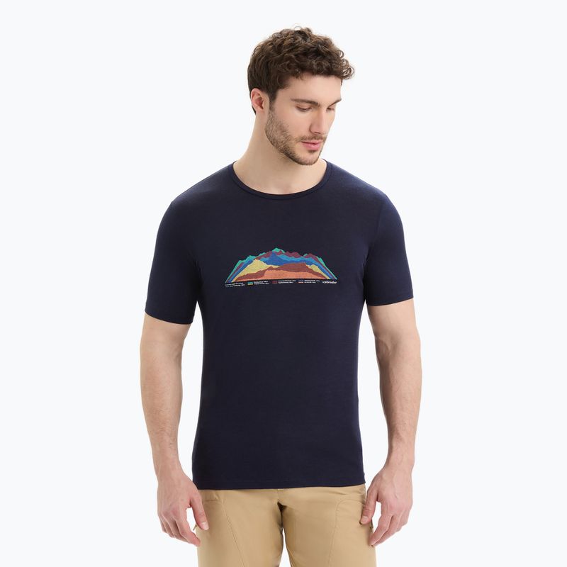 Icebreaker Tech Lite II 7 Mountain Tops Uomo Camicia da trekking midnight navy