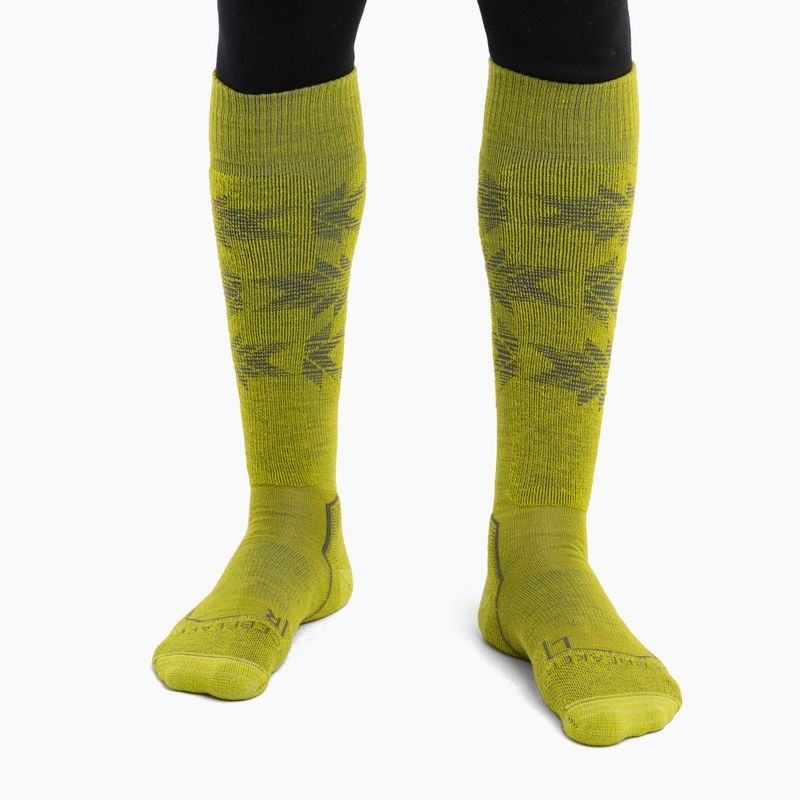 Calze Icebreaker Ski+ Light OTC Ski Heritage bio lime/loden da uomo 2