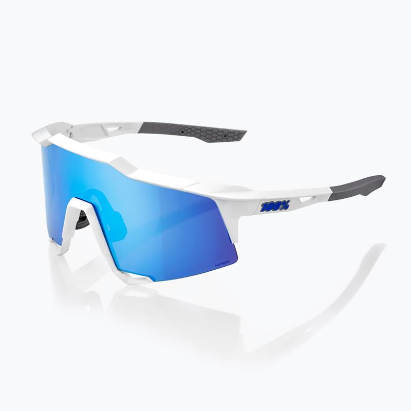 100% Speedcraft occhiali da sole a specchio multistrato bianco opaco/azzurro