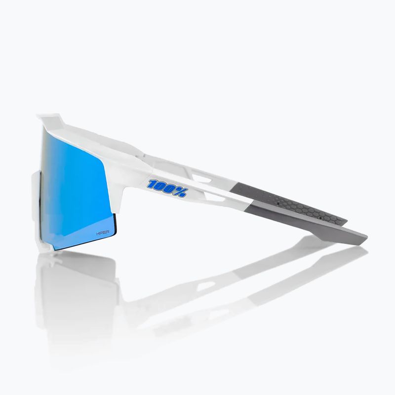 100% Speedcraft occhiali da sole a specchio multistrato bianco opaco/azzurro 3