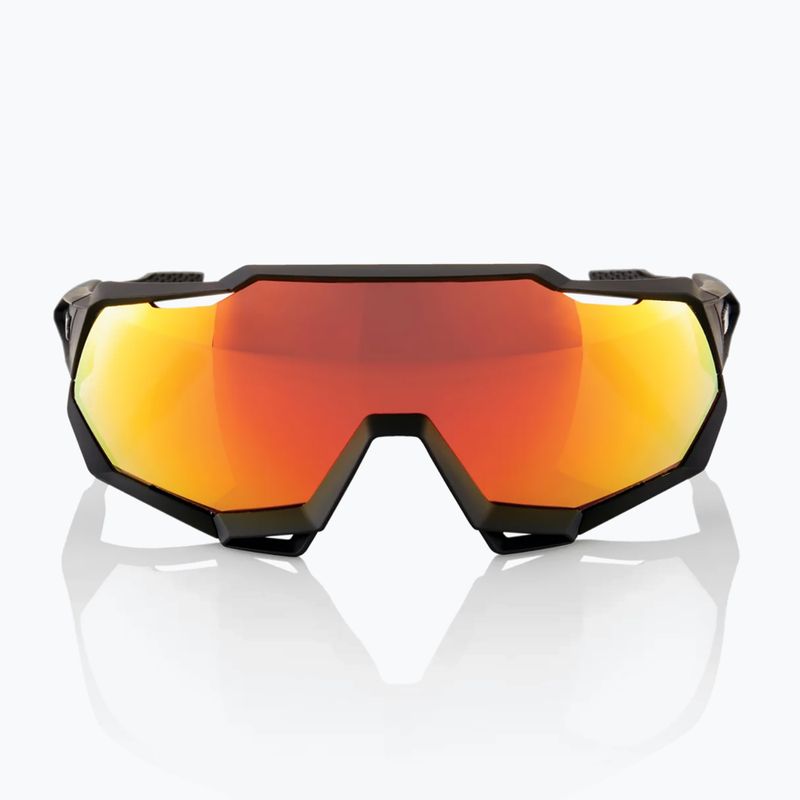 100% Speedtrap soft tact nero/rosso iperspecchio Occhiali da sole con specchio multistrato 8