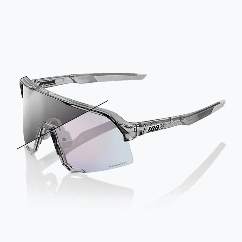 100% S3 occhiali da sole lucidi traslucidi grigio/oro rosa a specchio fotocromatico 7