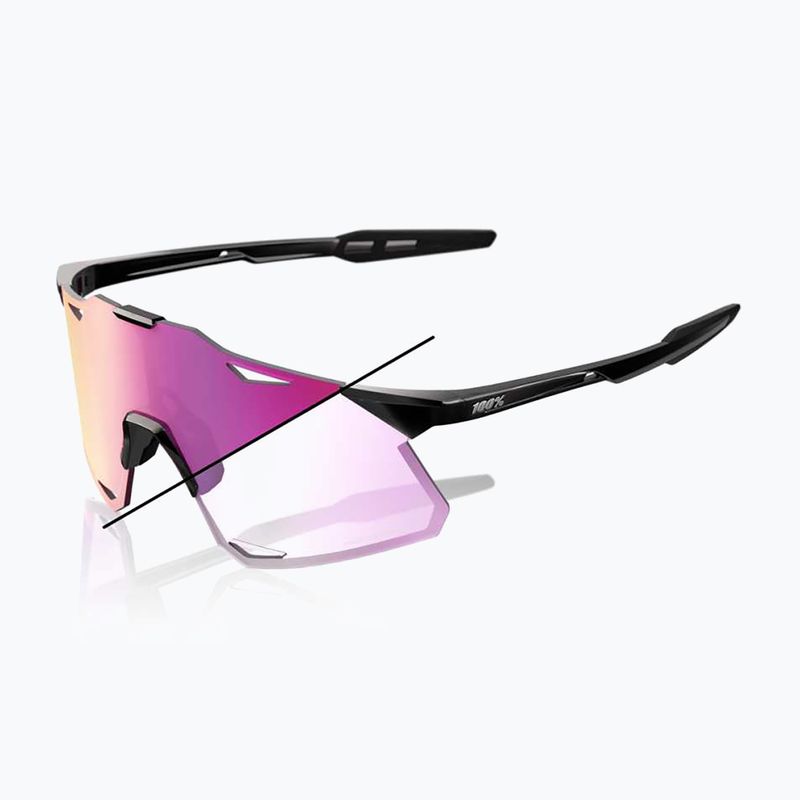100% Hypercraft occhiali da sole nero lucido/fotocromatico a specchio viola 6