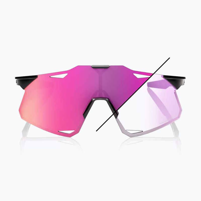 100% Hypercraft occhiali da sole nero lucido/fotocromatico a specchio viola 7