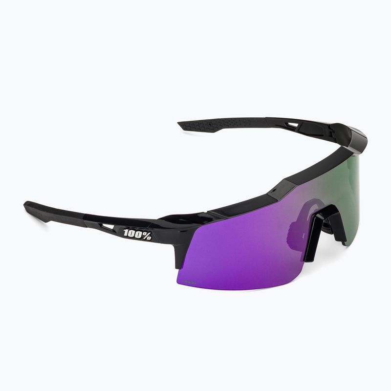100% Speedcraft SL occhiali da sole neri lucidi/ iper polarizzati a specchio color lavanda 2