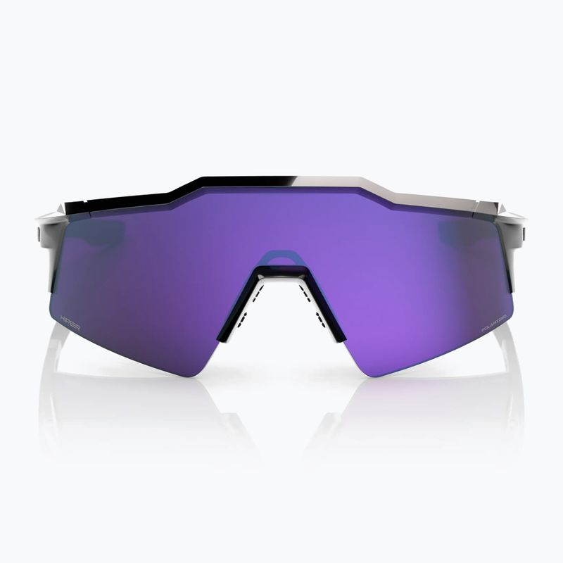 100% Speedcraft SL occhiali da sole neri lucidi/ iper polarizzati a specchio color lavanda 2