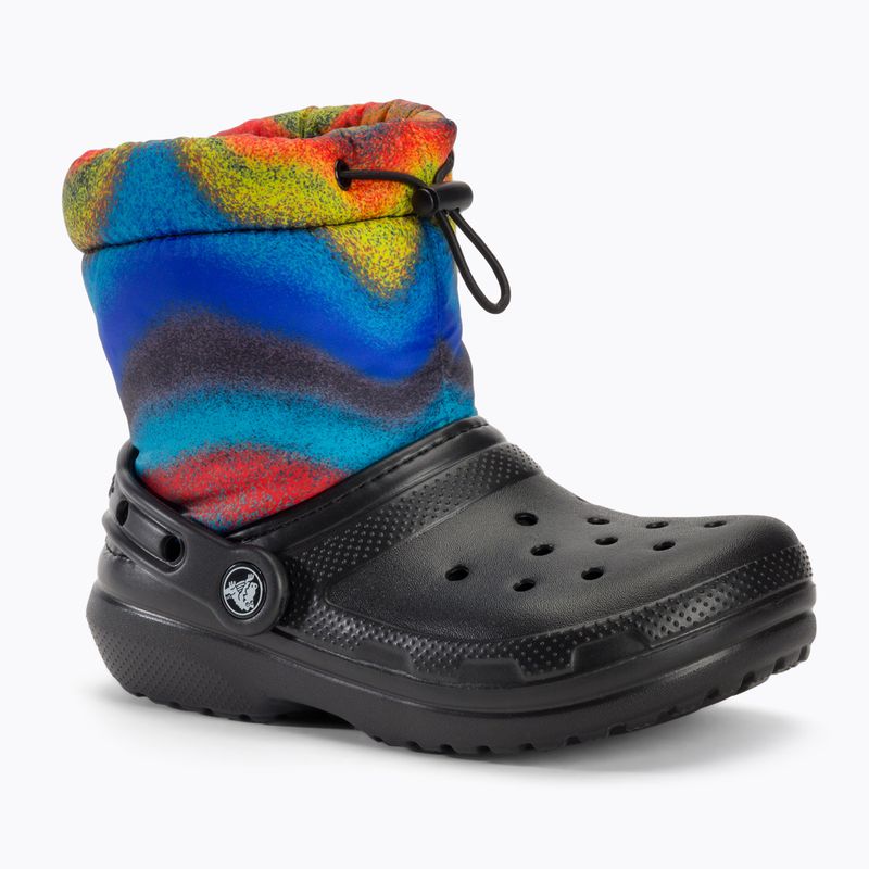 Crocs Classic foderato Spray Dye Boot Bambini stivali da neve nero/multi