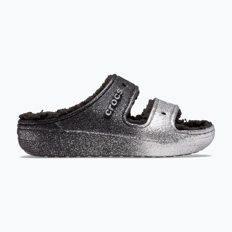 Crocs Classic Cozzzy Glitter Sandal nero/argento infradito 2