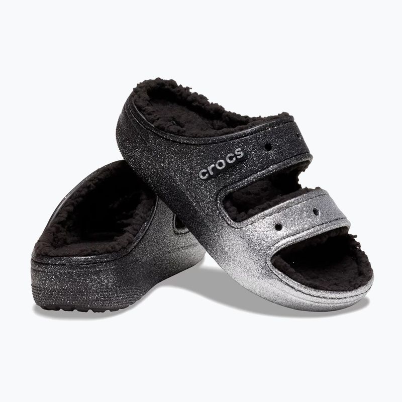Crocs Classic Cozzzy Glitter Sandal nero/argento infradito 3