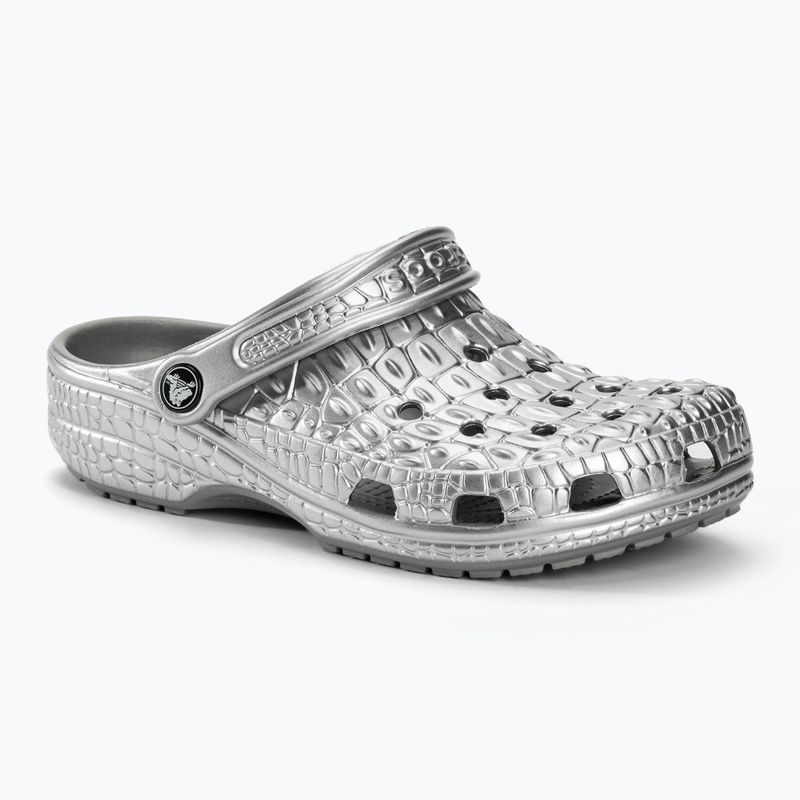 Crocs Classic Metallic Crocskin infradito argento