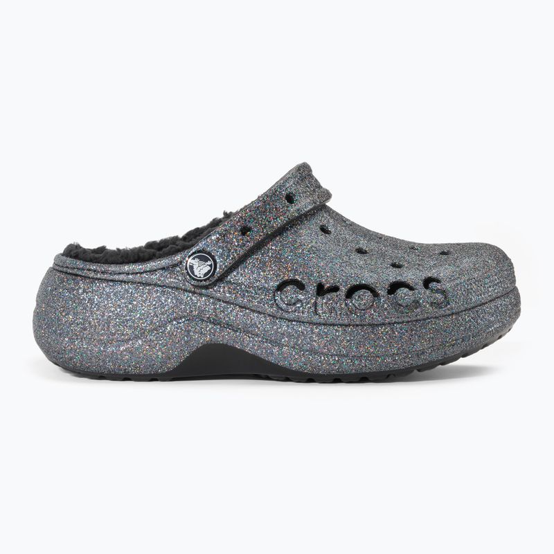 Ciabatte Crocs Baya Platform foderato di glitter nero da donna 3