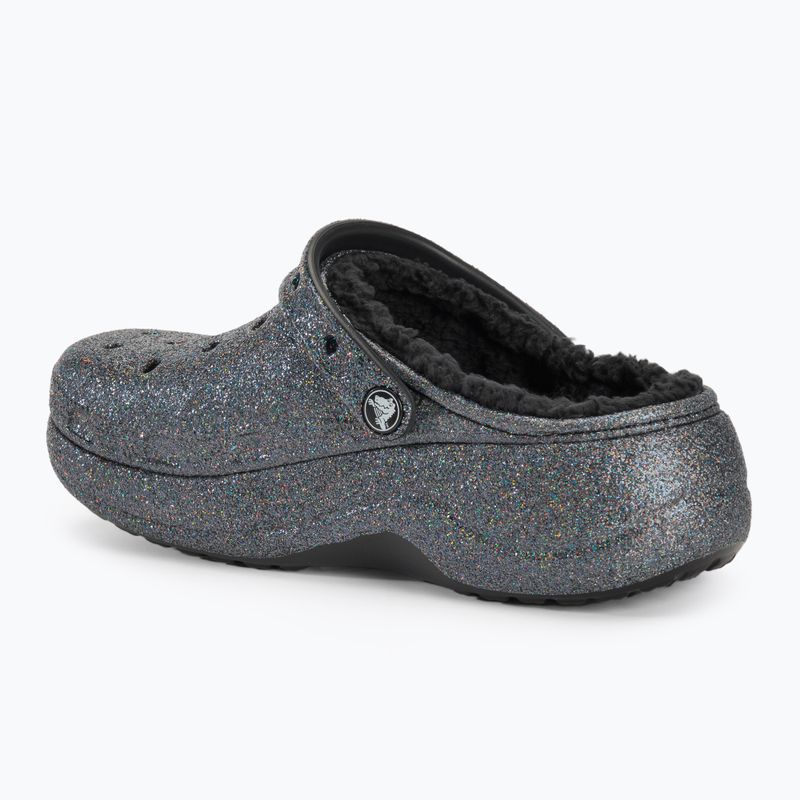 Ciabatte Crocs Baya Platform foderato di glitter nero da donna 4