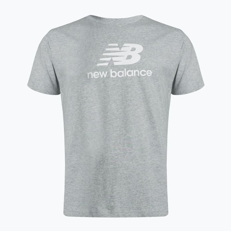 Maglietta New Balance Essentials Stacked Logo grigio atletico da uomo 5