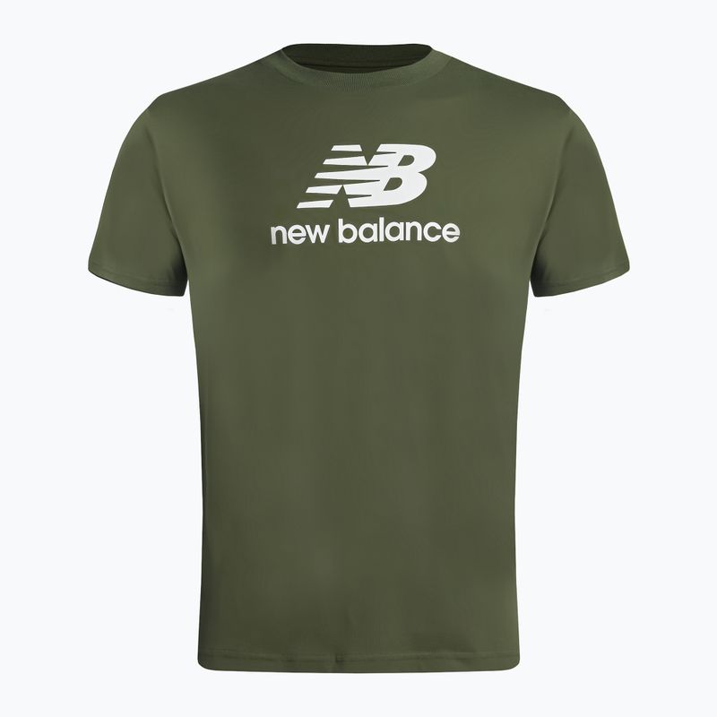 Maglietta New Balance Essentials Stacked Logo verde oliva intenso da uomo 5